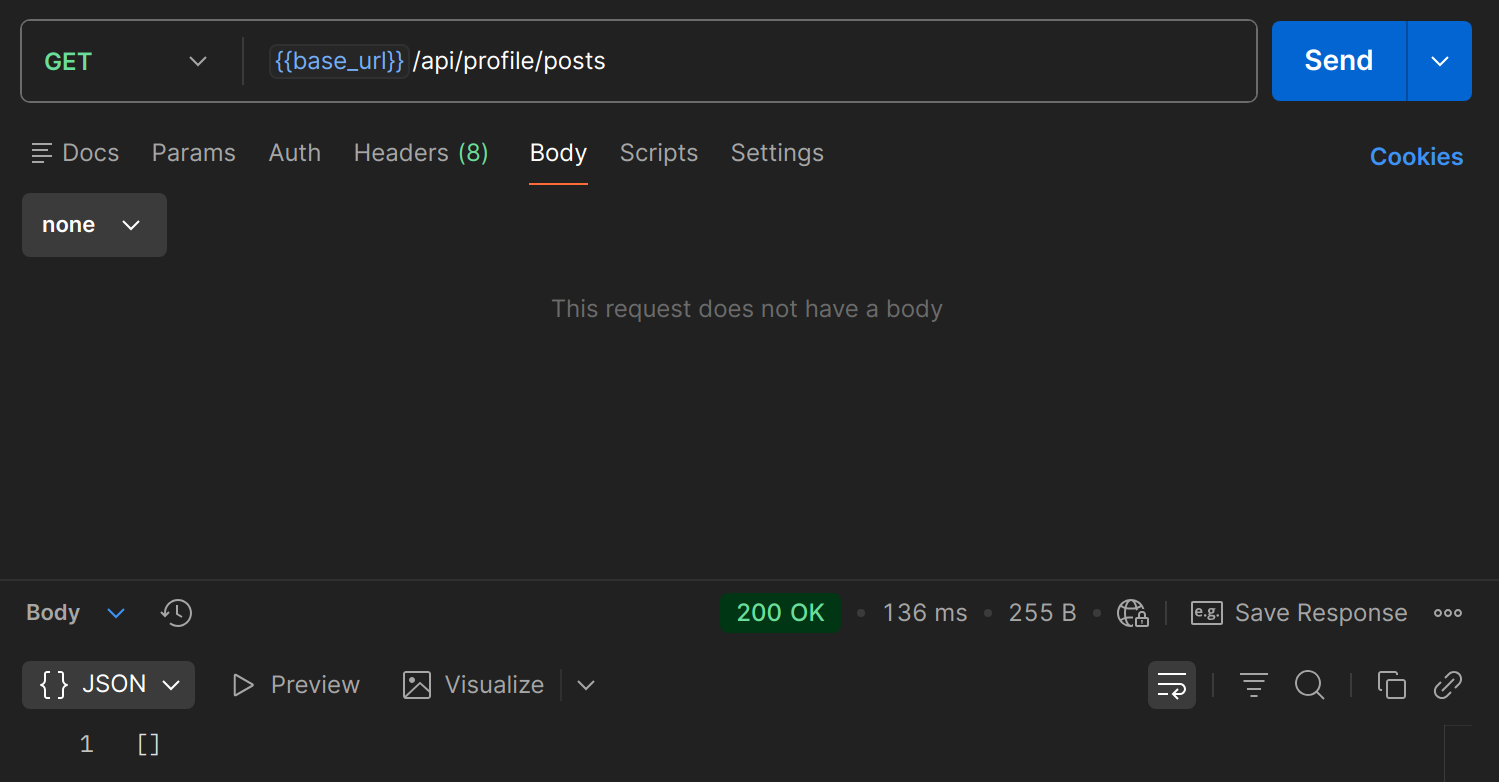 GET /api/profile/posts dans Postman